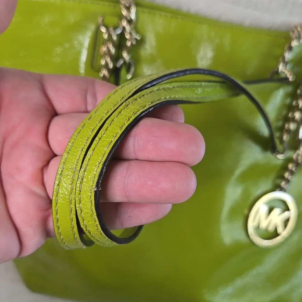 Michael Kors Lime Green Leather Tote Bag - Picture 3 of 12